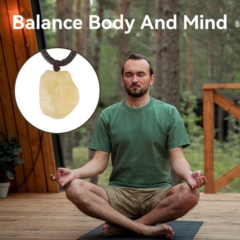 PELEIFA Libyan Desert Glass Real Necklace,Raw Libyan Desert Glass Tektite