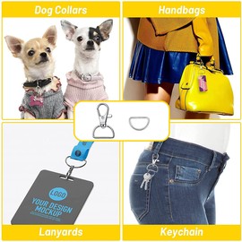 60Pcs Swivel Snap Hooks and D Rings, Metal Hooks Keychain Hooks for Lanyard Key Rings Crafting