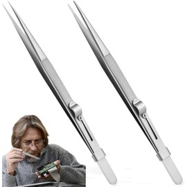 Edelstahl Schmuck Pinzette Set, 2 Stück Pinzette Set, Nicht magnetische Präzisionspinzette,Präzisionswerkzeug für Schmuckherstellung und Reparatur