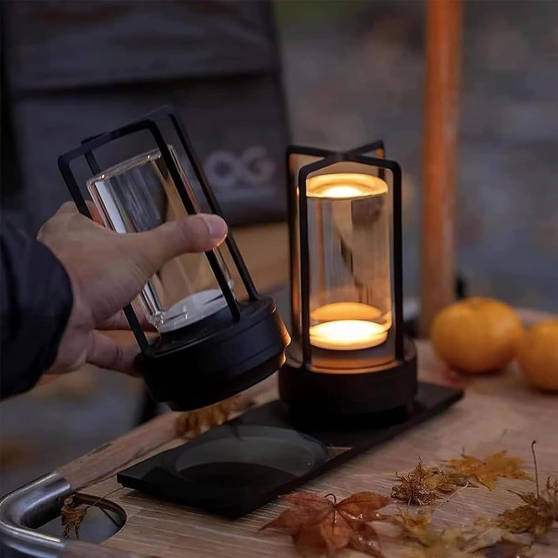Cordless Table Lamp, LED Touch Metal Bedside Lamp, 3-Colour Infinitely