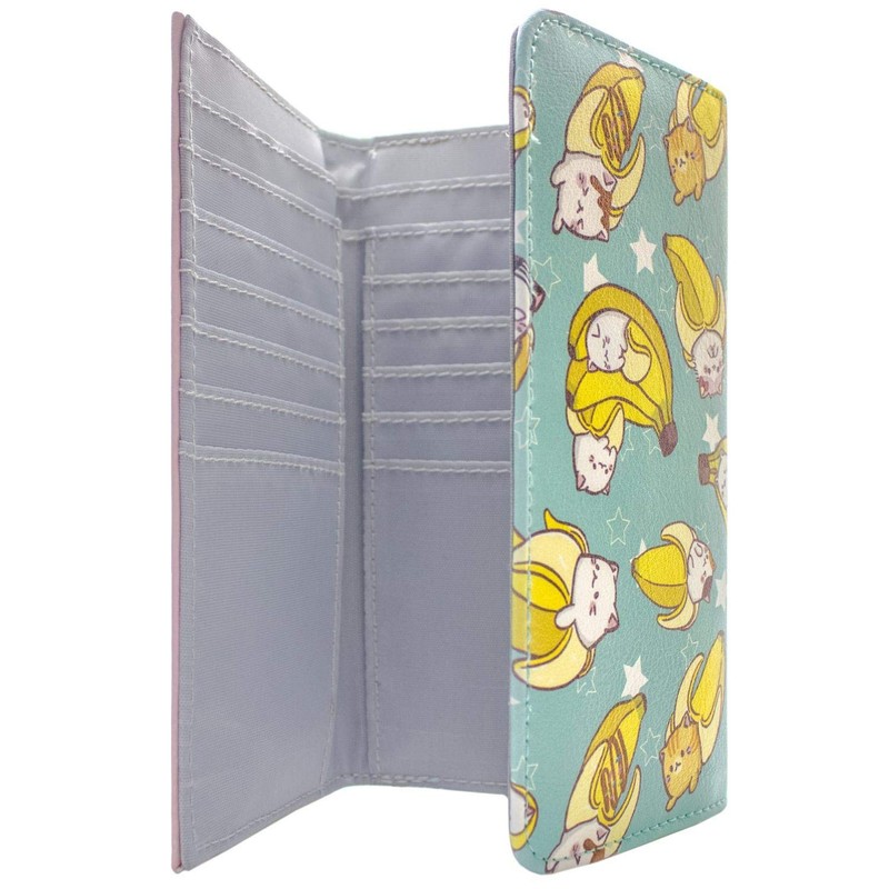 Bananya Anime Banana Cat Blue Tri-Fold Purse