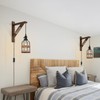 SEEBLEN Rustic Plug in Pendant Lights Set of 2,Farmhouse Wooden
