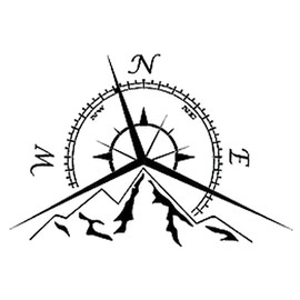 Mountain Compass Navigation Sticker Car Offroad Adventure Travel Hiking Alps Black