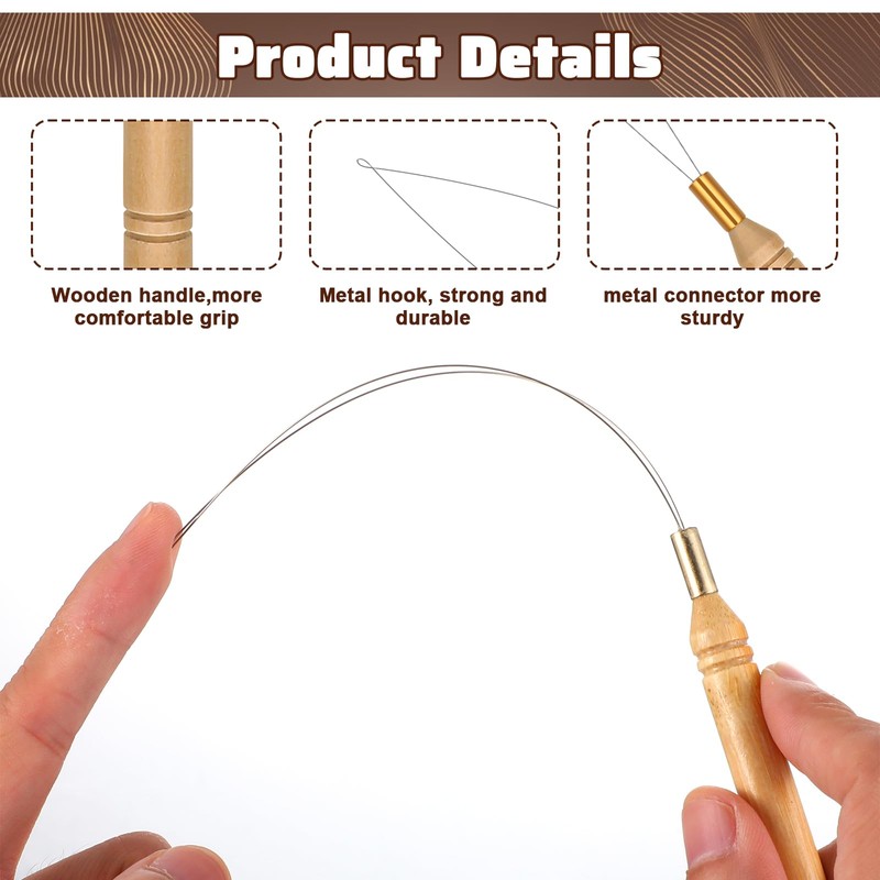 Sibba 10pcs Hair Extension Loop Threader Tools, Needle Threader Wire