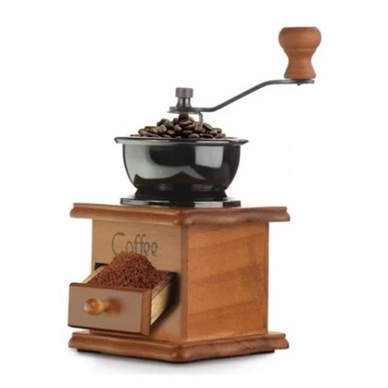 Manual Coffee Grinder Italian Retro Portable Stainless Steel Brown Hand
