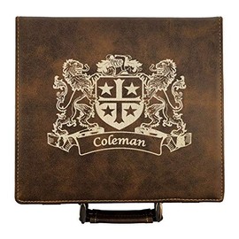 Coleman Irish Coat of Arms Leather Poker Set