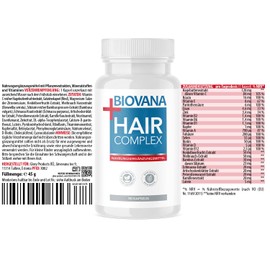 BIOVANA HairComplex Capsules, Rich in Vitamins and Minerals, Made from High-Quality Ingredients, 90 Capsules Content