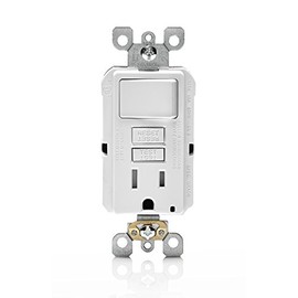 Leviton GFSW1-W 15-Amp Self-Test Smartlockpro Slim GFCI Combination Switch Tamper-Resistant Receptacle with LED Indicator, 20-Amp Feed-Through, 3 Pack, White
