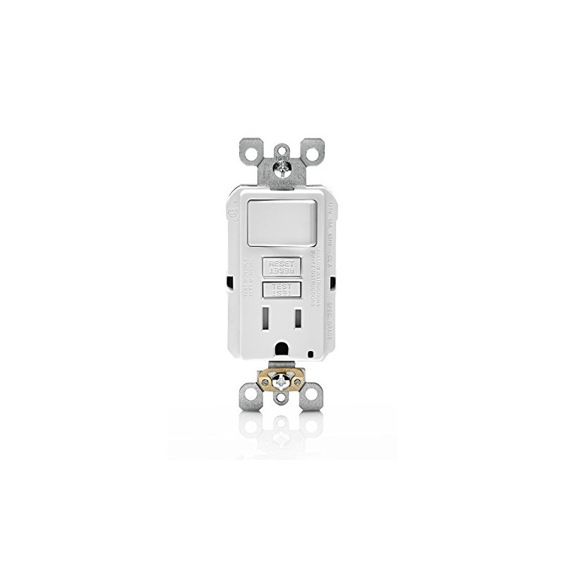 Leviton GFSW1-W 15-Amp Self-Test Smartlockpro Slim GFCI Combination Switch Tamper-Resistant