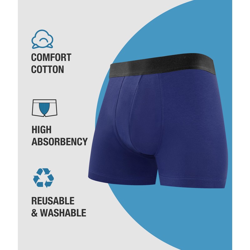 YESWEL Men's Incontinence Underwear, Leak Proof Washable Reusable Cotton Boxer