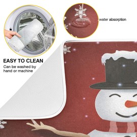 Christmas Snowman Dish Drying Mat, Microfiber Mat Absorbent Reversible for Kitchen, 18x24 Inch