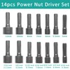 Aracombie 14pcs Power Nut Driver Set Metric & Imperial Hex