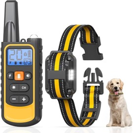 IEYGFAA Collar de Entrenamiento para Perro de 800m, Collar Antiladridos Perro con 4 Modos de Entrenamiento, Control Remoto y Bloqueo de Seguridad, IP67 Impermeable, para Perros de 8 a 120 Libras