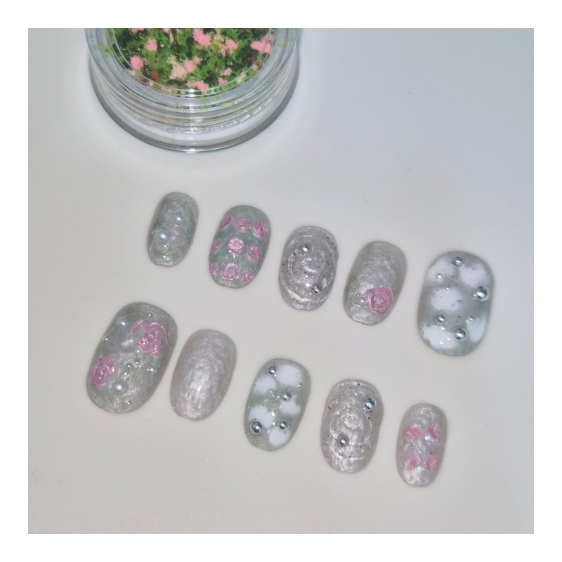 Rose Objet [Handmade Nail Tip] - Mini Short Oval /