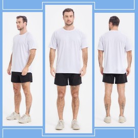 Sillictor Mens Running Tops Short Sleeve UPF 50+ Polyester Sports Gym T Shirts for Men Quick Dry UV Sun Protecion Rash Vest Swimming Hiking Fishing Football Training Shirts, Wicking 3010 White M