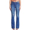 YMI Women's High-Rise Flare Bell Bottom Jean with Distressed Hem