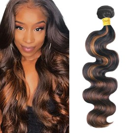 Highlight Bundle P1B30 Body Wave Human Hair Bundles Fb30 Brown Hair Weave Two Tone Black Mixed With Light Brown 1 Bundle 12 Inch 1B30 Ombre Body Wave Bundles
