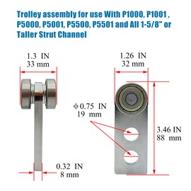 SIWOOD 2 Wheel Trolley Assembly Rollers, Two Bearing Trolley Assembly for 1-5/8" Wide and All 1-5/8" or Taller Strut Channel, Trolley Roller Garage Pulley System Hoist System (4 PCS)
