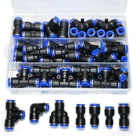 46 Stück 6mm Pneumatisches Schnellsteckverbinder-Set – Gerade, Winkel, T-Stücke, Y-Splitter & Reduzierstücke – Luftschlauchverbinder für PU/Nylon/PE-Rohre