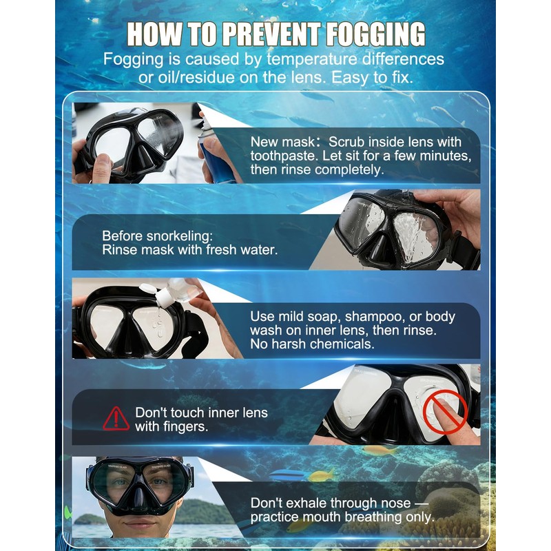Aegend Swim Goggles with Nose Cover for Adults, Tempered Glass