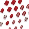 24Pcs Christmas Press on Nails Short Square Fake Nails Glitter