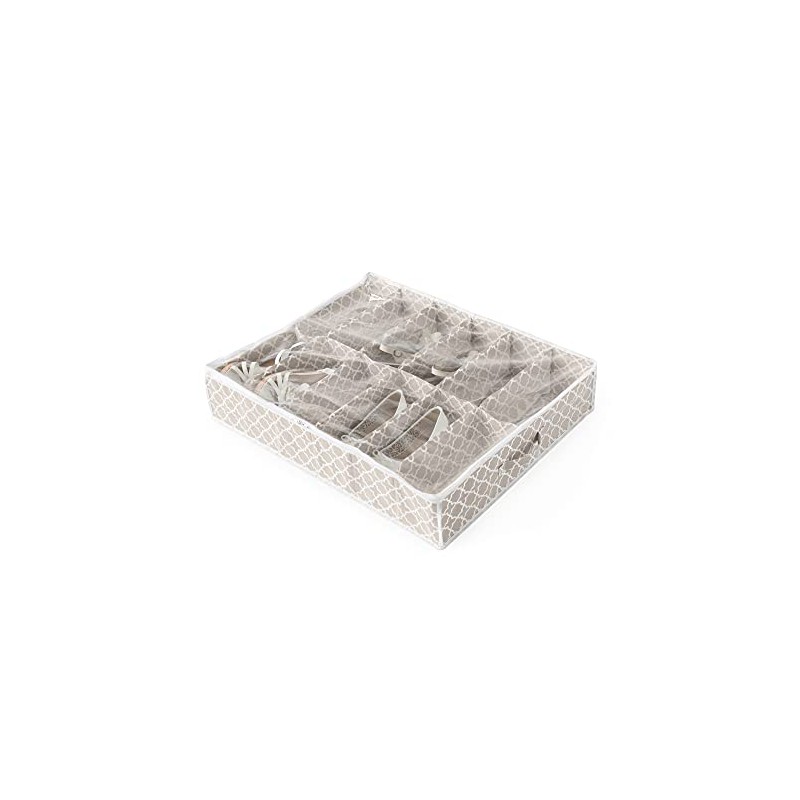 Compactor Underbed Shoe Storage Bag, Anti-Dust, Madison Range, Taupe/White, Polypropylene