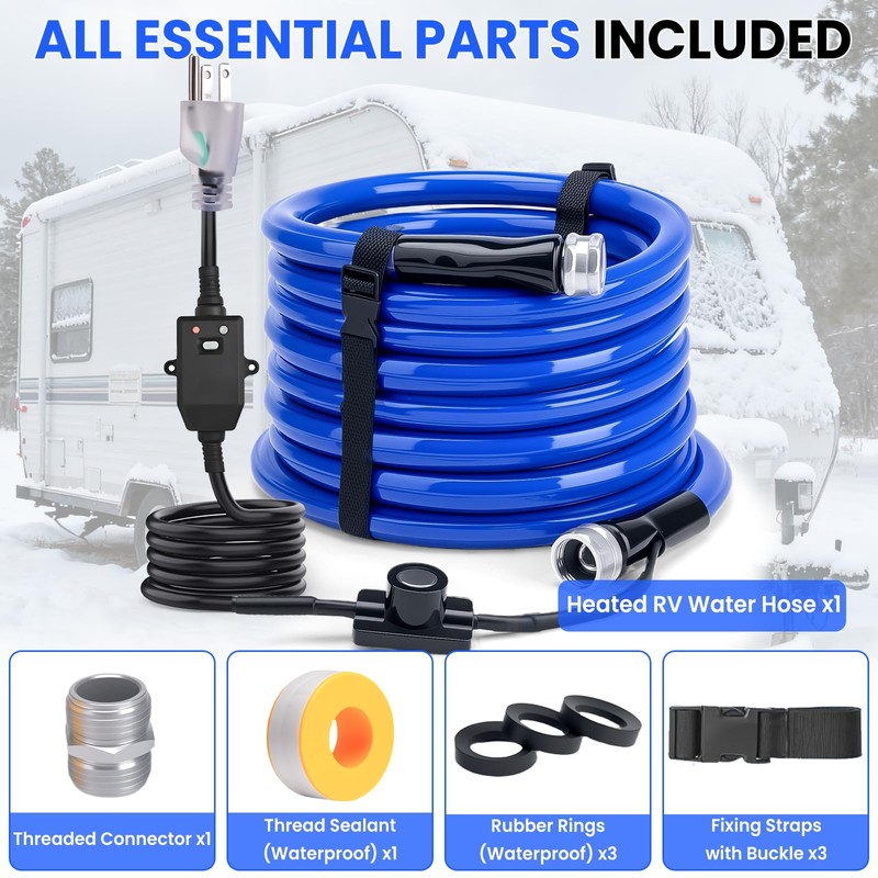 RVSNAIL 50FT Heated Water Hose for RV, Heated Drinking Water
