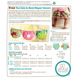 Kwik Sew K0102 Too Cute to Boot Diaper Covers Sewing Pattern, Size XS-S-M-L-XL