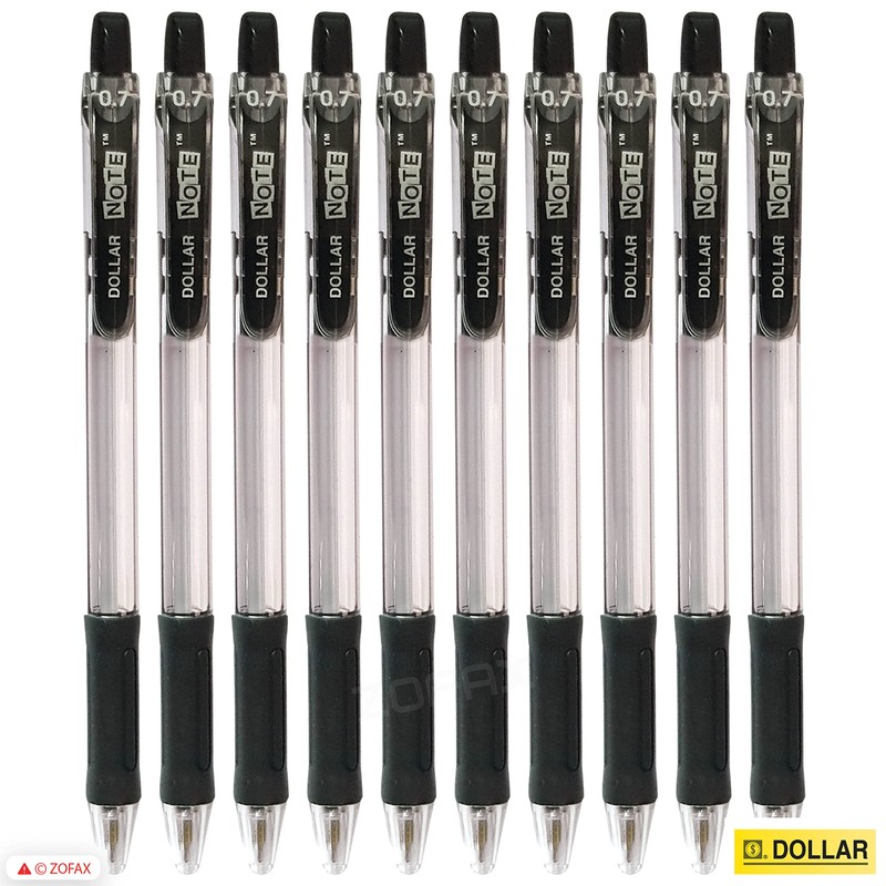 10 x 0.7mm Tip Ball Pen DOLLAR Note BLACK Click