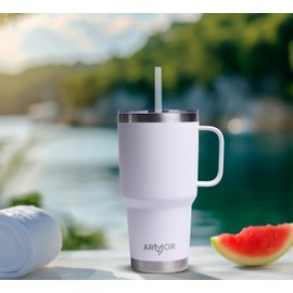 Product Armor 30oz Stainless Steel Tumbler with Handle (Ice White)