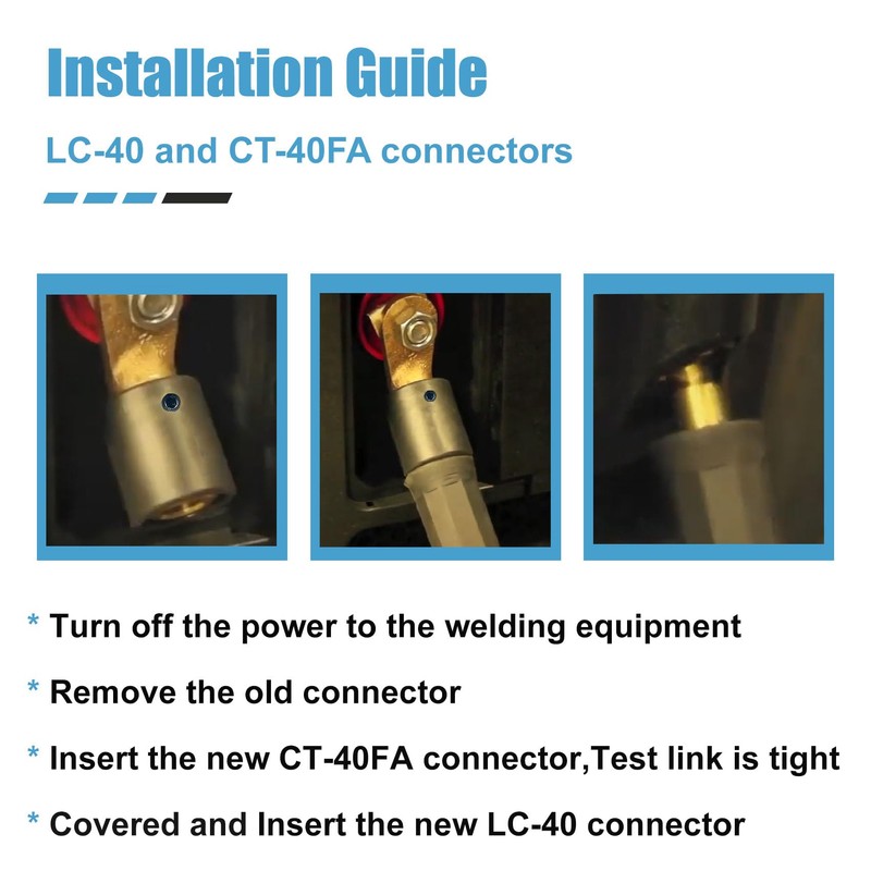 2PCS CT-40FA Welding Terminals & 2PCS LC-40 Welding Cable Connectors,