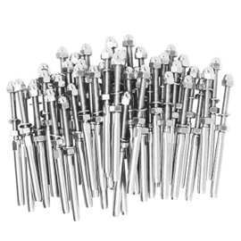 BLIKA 50 Pack Cable Railing Swage Threaded Stud Tension End Fitting Terminal for 3/16" Cable Deck Railing Hand Swage T316 Stainless Steel Marine Grade, Swage Threaded Terminal