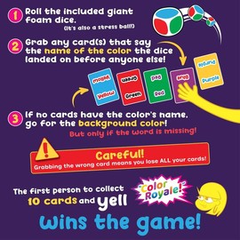 Color Royale - The Fast-Paced Party Game with Stress Ball Dice - Fun Family Card Game for Ages 4+ - Includes 150 Cards & Instructions - Perfect for 2-8 Players