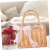 WHAMVOX Boho Style Woven Rattan Basket Purse Drawstring Closure for