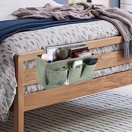 IGNPION Mesh Bedside Hanging Storage Bed Bags Baskets Dormitory Bed Organizer Multipurpose Hanging Storage Bag for Home, Office, School, Dorm, Hospital, Green