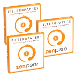 zenpore 15 cm Lab Filter Paper, Standard Qualitative Grade 4 - ZENPORE Fast Flow 150 mm (Set of 3 x 100 Discs)