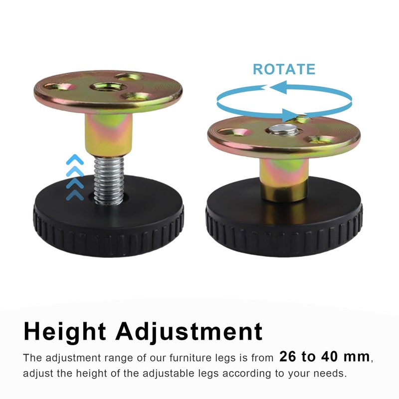 HERKINDNESS Adjustable Feet 27-40mm, 4 Pieces Adjustable Levelling Feet, Table