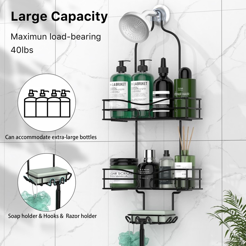 DAOYA Bathroom Shower Caddy Hanging - 3-Tier Organizer with Soap