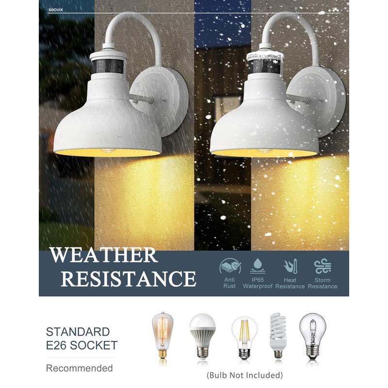 7" Outdoor Light Fixture with Motion Sensor, Dusk to Dawn