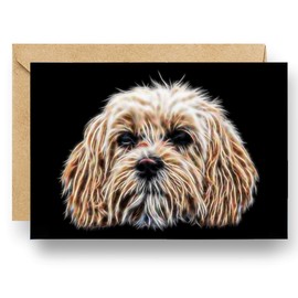 Fractal Artworks Cavachon Greeting Card with Fractal Art Design. Blank Inside