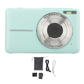 Digital Camera 44MP 1080P HD 16X Zoom Auto Focus 2.5 Inch IPS Display Anti Shake Pocket Digital Camera for Travel Life Recording Green US Plug 100‑240V