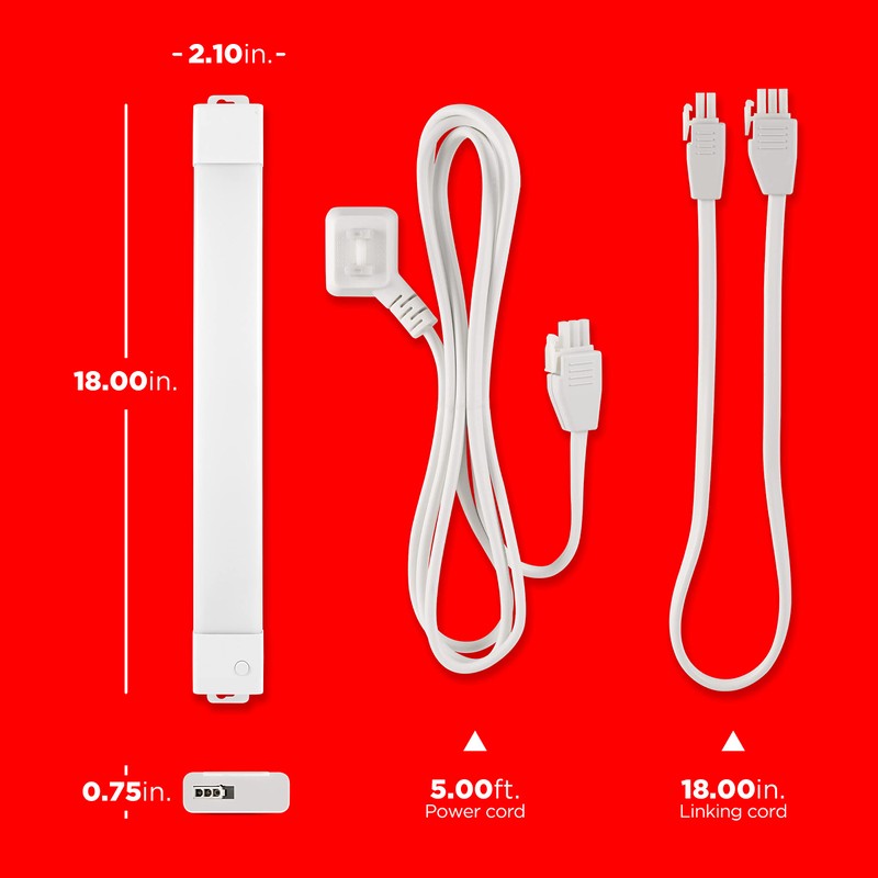 UltraPro 18 inch Plug-in Wi-Fi Under Cabinet Lights, Many White