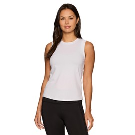 RBX Active Women's Workout Top Bubble Mesh Quick Drying Performance Training Gym Crewneck Tank Top for Women White S