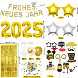 New Year's Eve Decoration Set, Happy New Year Garland, New Year Decoration, Photo Props as Decoration for New Year, 2025 Balloons, New Year's Eve Party Decoration Accessory for New Year's Eve Party