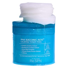 Re.SPN PHA Succinic Acid Calming Toner Pads – Daily Exfoliating, Hydrating and Soothing with CICA, Caffeine, Non-comedogenic, Vegan, Glass Skin, K-Beauty (70 Count)