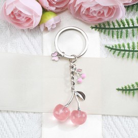Tranbath Cherry Pendant Keychain Fashion Accessory, Cute Bag Charm Hanging Decoration for Women, Friendship Keyring, Inspirational Gift, Travel Accessory, Teacher Retirement Present