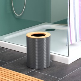 bremermann SEGNO Cosmetic Bin Made of Bamboo and Plastic // Waste Bin // Waste Bin // 5.5 Litres (Grey)