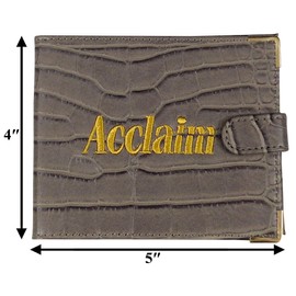 Acclaim Folding Wallet Style Lawn Bowls Bowling Scorecard Holder Synthetic Reptile Texture Effect Press Stud Closure 12.5 cm x 10 cm Closed (Grey)