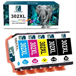 4-evergreen 5-Pack 302XL T302XL Ink Cartridge For Epson Expression Premium XP-6000 XP-6100