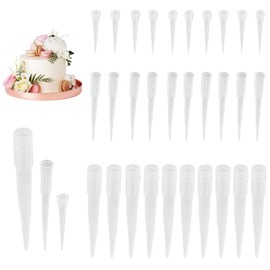 100 Stück Blumenröhrchen für Kuchen Dekorieren, 3/5/7cm Kunststoff Torte Blumen Röhrchen, Torten Blumenröhrchen für Kuchendekoration (3 Größen)